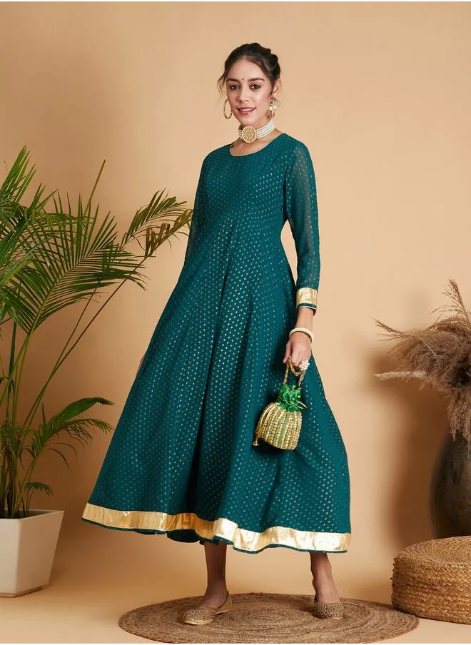 ساسافراس Foil Print Anarkali Maxi Dress by Styli