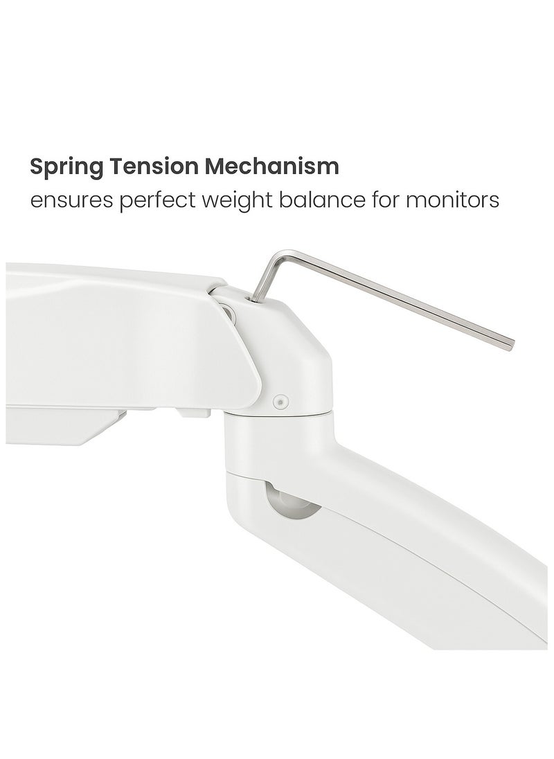 INFINIARC Dual Screen Mechanical Spring Monitor Arm fits 17"-32" Monitors, 2 to 9 kg Weight Capacity Per Arm, VESA Compatible, 180° Rotation, 450 mm Extension, Curved Monitor Support – White  - Image 3