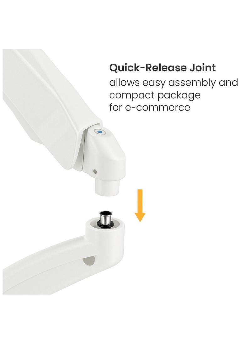 INFINIARC Dual Screen Mechanical Spring Monitor Arm fits 17"-32" Monitors, 2 to 9 kg Weight Capacity Per Arm, VESA Compatible, 180° Rotation, 450 mm Extension, Curved Monitor Support – White  - Image 2