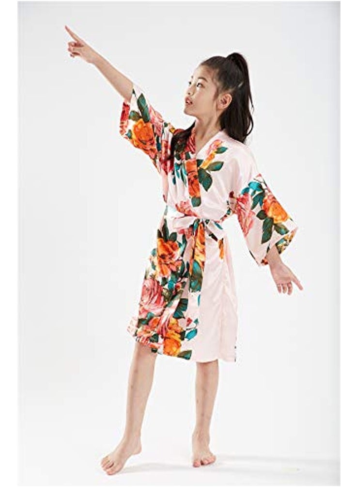 Al Aoyama - Floral Silk Kimono Robe Wedding Bridesmaid Robes Dressing Gown Nightgown for Girls - Image 1