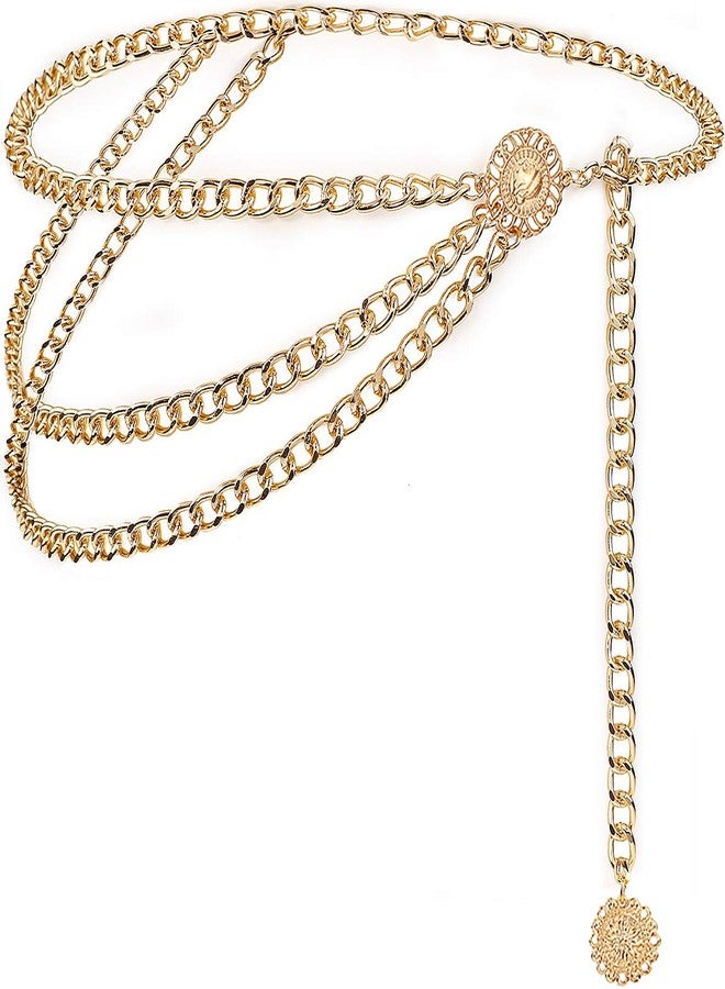 Suyi Gold Chain Belts for Women Waist Chain Belt Multilayer Body Belly Chain 90CM Gold - Image 1