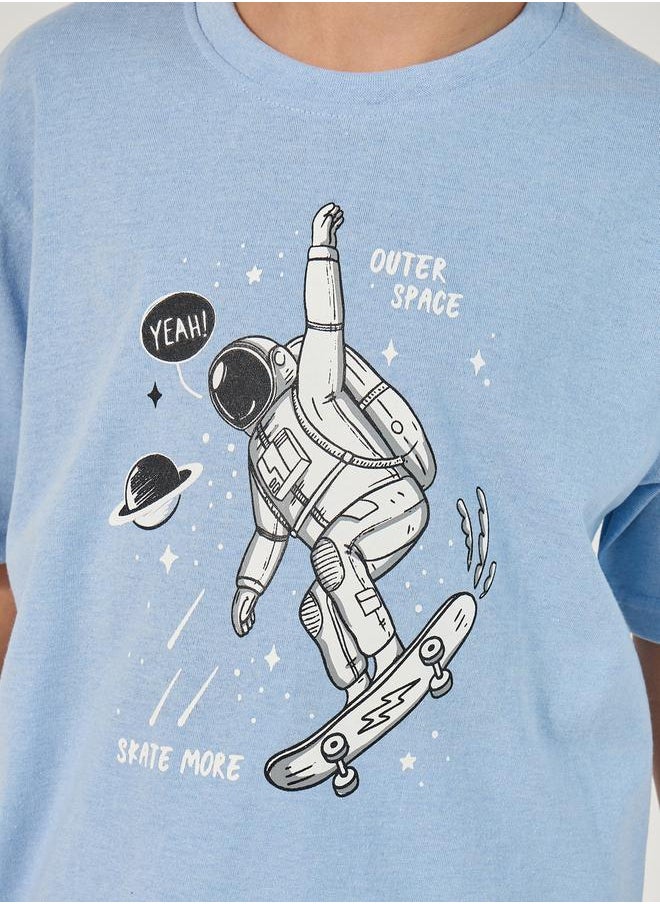 Styli - Graphic Print T-Shirt and Drawstring Pyjama Set - Image 1