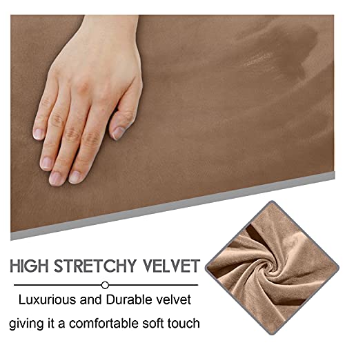 ULTICOR Extra Wide 75" - 100", Reclining 2 Seater Sofa, Extra Wide Reclining Love Seat Slipcover, 6-Piece Velvet Stretch, Reclining Sofa Covers, Thick, Soft, Washable (Sand) - Image 5