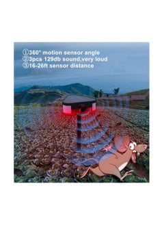 KASTWAVE Solar Motion Sensor Outdoor Alarm 360° Motion Detector 3Pcs 130db Loud Siren Lamp Strobe Light with Remote  - Image 2