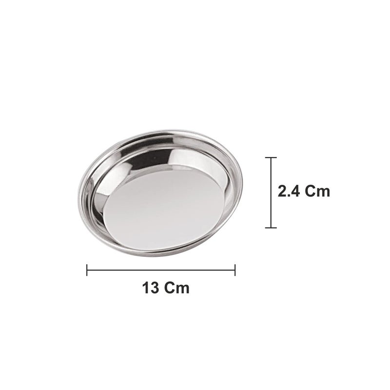 Neelam Neelam Stainless Steel 65 22 Gauge PRM Small Halwa Plate 13 cm Set of 12 Snacks Plate Dessert Plates Multipurpose Plate for Kitchen Side Dish Quarter Plates Easy to Maintain Sliver - Image 5