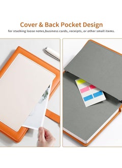 Y&D Lined Journal Leather Hardcover A5 Notebook Diary Personal Business with Magnetic Buckle Pocket and Gift Box 192 Numbered Pages 100GSM Thick Paper 5.7'' X 8.4'' Orange  - Image 4