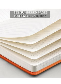 Y&D Lined Journal Leather Hardcover A5 Notebook Diary Personal Business with Magnetic Buckle Pocket and Gift Box 192 Numbered Pages 100GSM Thick Paper 5.7'' X 8.4'' Orange  - Image 5