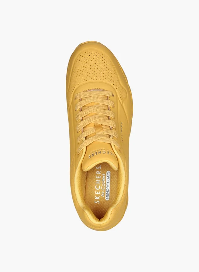 SKECHERS Men's Monotone Sports Shoes With Lace-Up Closure - Uno