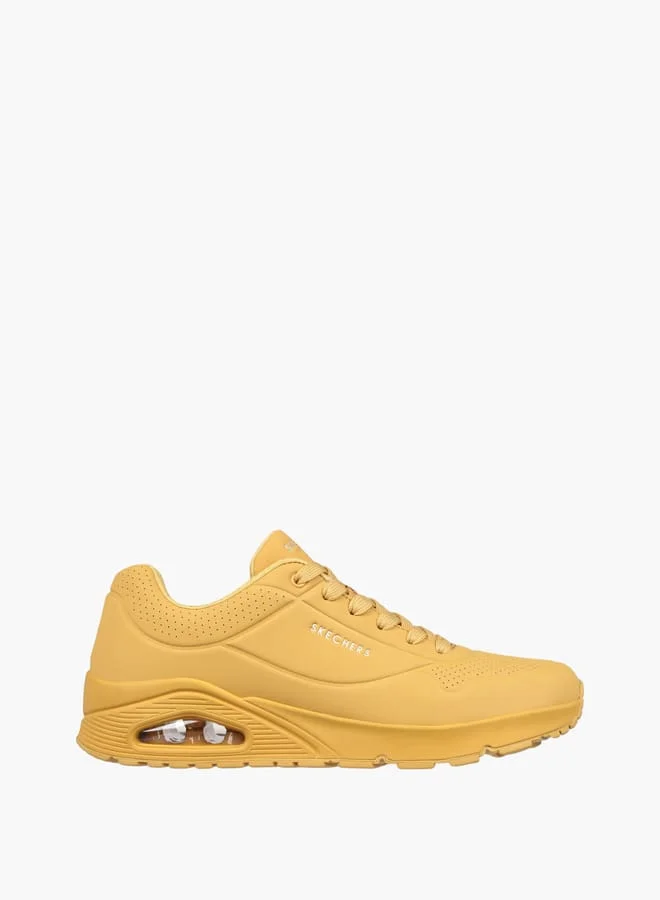 سكيتشرز Men's Monotone Sports Shoes With Lace-Up Closure - Uno
