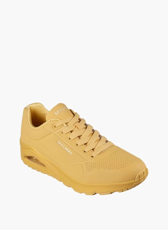 سكيتشرز Men's Monotone Sports Shoes With Lace-Up Closure - Uno