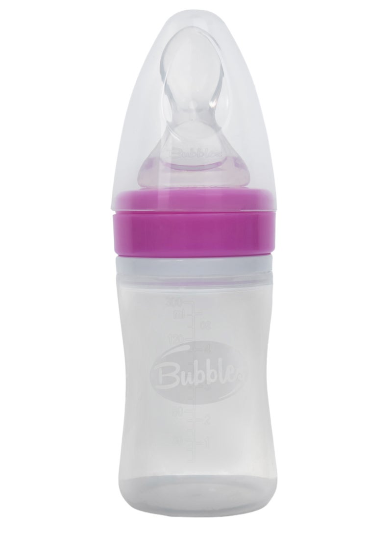 Bubbles Feeding Bottle with Silicone Spoon for Babies – BPA Free – 150 ml Rose - Image 2