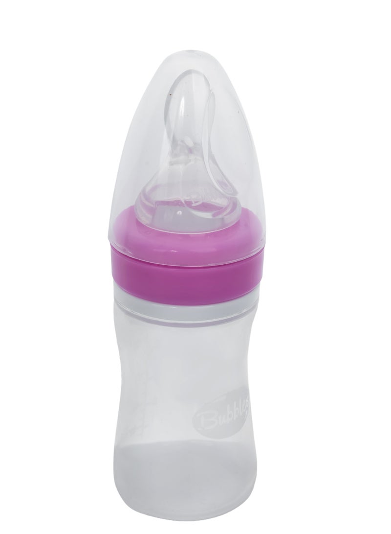 Bubbles Feeding Bottle with Silicone Spoon for Babies – BPA Free – 150 ml Rose - Image 3