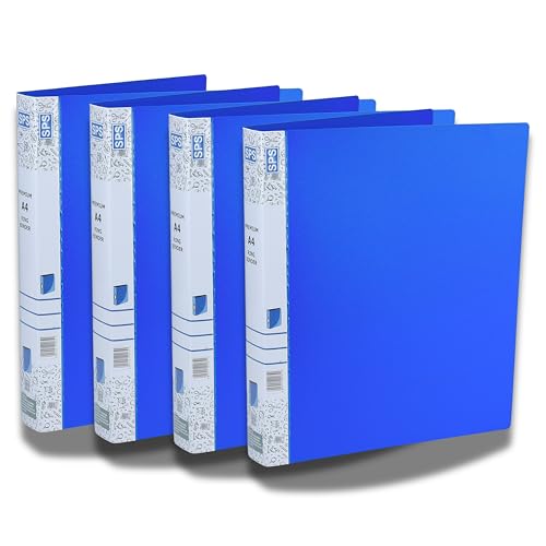 SPS A4 Size 2D Ring Binder File, Office File for Certificates and Documents | for Office and School Documentation, Blue - Pack of 4 - Image 1