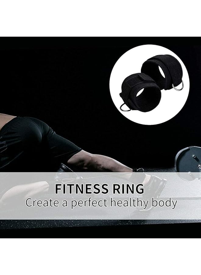 إيروريكس كاحل مبطن مريح قابل للتعديل، وأساور معصم مبطنة من النيوبرين بحلقة على شكل حرف D، وركلة خلفية، مثالية لجهاز الكابل، لتمارين الأرداف، عبوة من قطعتين (أسود) - Image 4