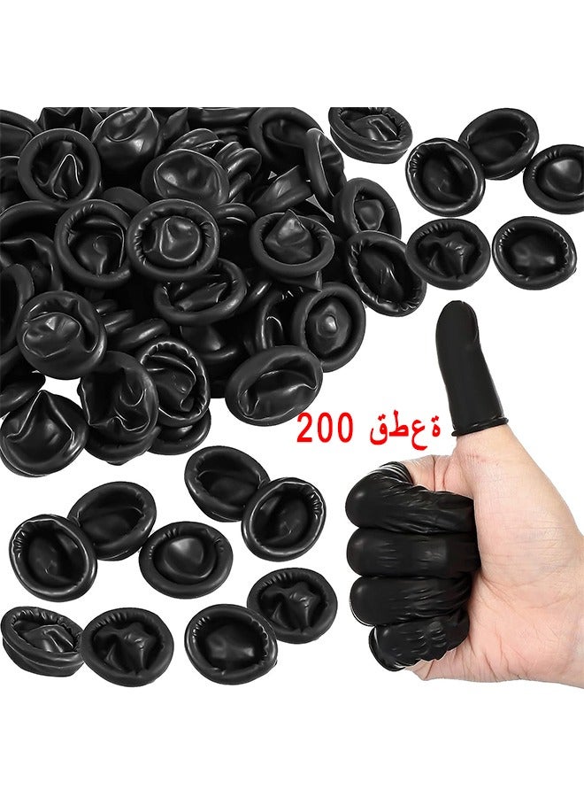 HS Latex Finger Cots, 200 PCS Disposable Latex Finger Cots Protective Fingertips Gloves Black Finger Sleeves Finger Protectors Fingertip Bandages For Industrial Beauty And More - Image 1