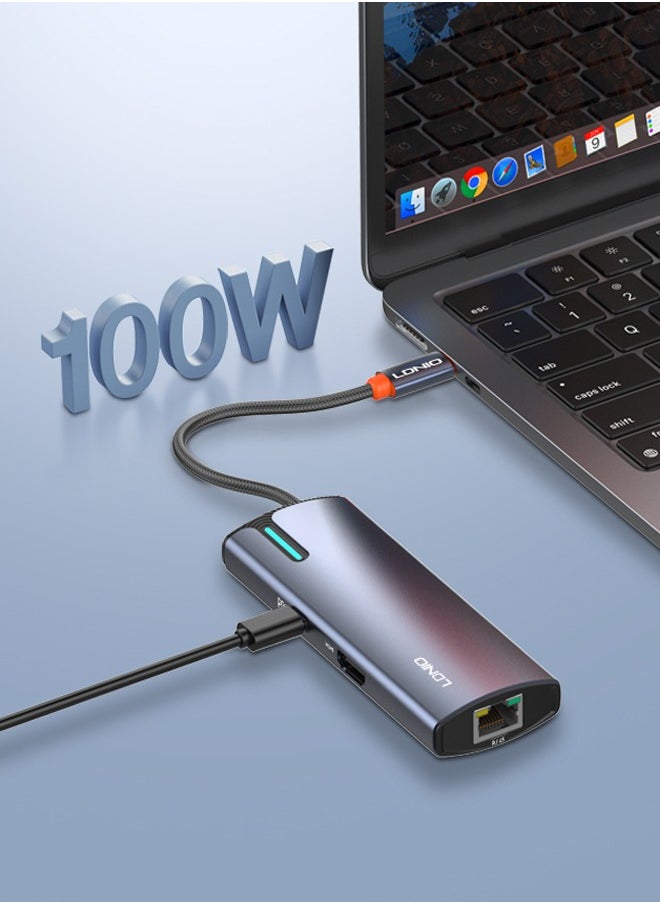 LDNIO 6 In 1 Usb C Dock Station Type C Hub Multi-port Dock Station with 4K HDMI USB3.0 RJ45 USB-c Type-c Pd Charging Adapter Laptop Docking Station  - Image 3