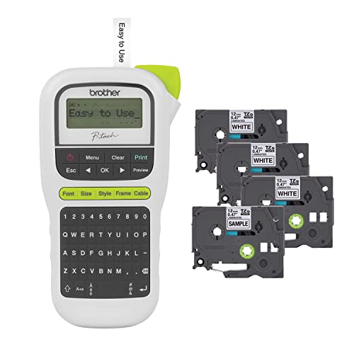 Brother P-Touch, PTH110BP, Easy Portable Label Maker Bundle (4 Label Tapes Included), White, Small - Image 1