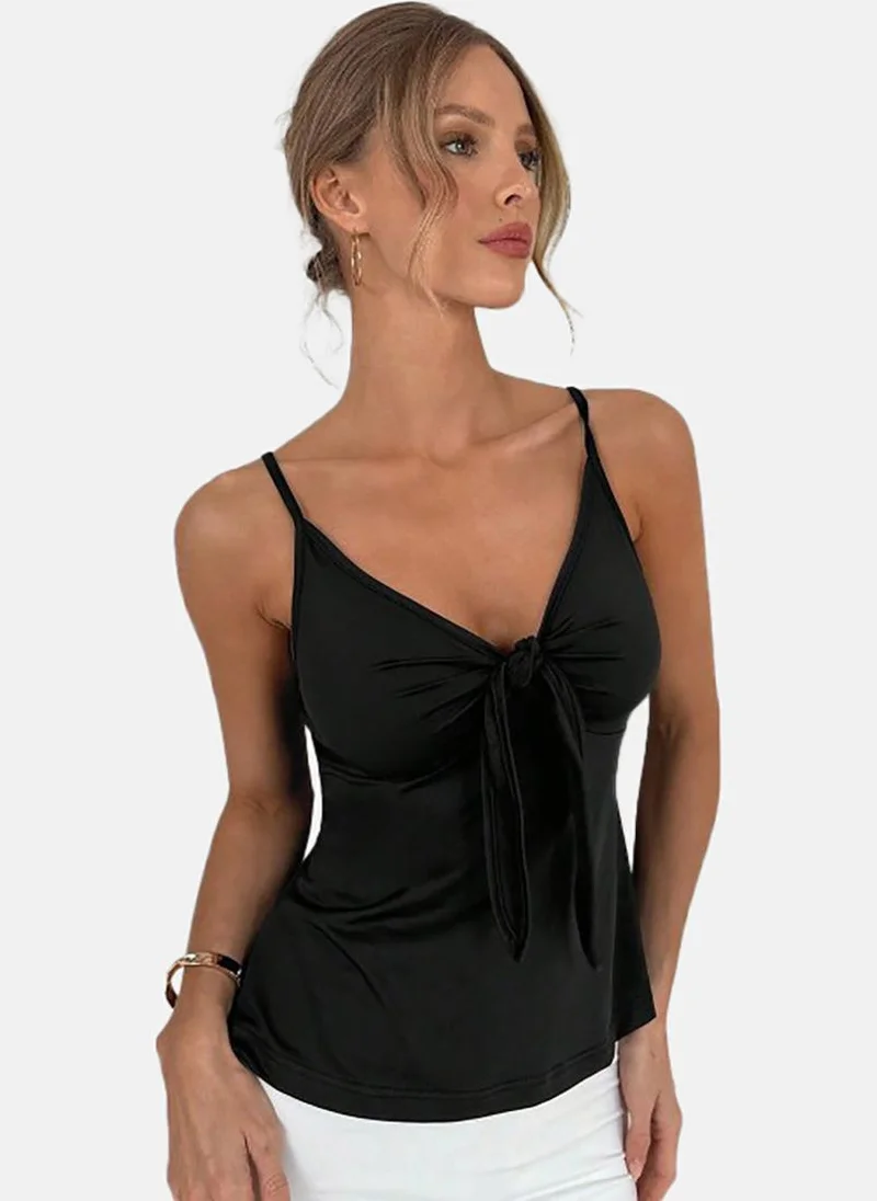 يونيكي Black Solid Relaxed Sleeveless Top