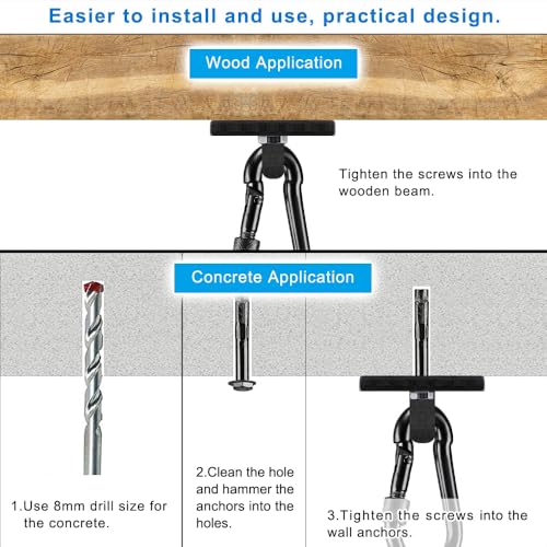 Dolibest Heavy Duty Boxing Punching Bag Chain,450 LB Capacity, Wall Mount Ceiling Hooks for Boxing& MMA,Wood Beam Holder with 4 Chains and 4 Carabiners,2 Wood Screws for Wooden Sets - Image 5