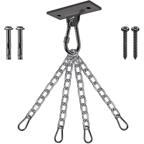 Dolibest Heavy Duty Boxing Punching Bag Chain,450 LB Capacity, Wall Mount Ceiling Hooks for Boxing& MMA,Wood Beam Holder with 4 Chains and 4 Carabiners,2 Wood Screws for Wooden Sets - Image 1