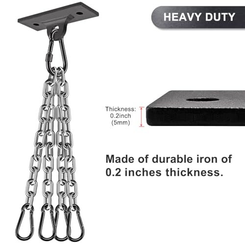 Dolibest Heavy Duty Boxing Punching Bag Chain,450 LB Capacity, Wall Mount Ceiling Hooks for Boxing& MMA,Wood Beam Holder with 4 Chains and 4 Carabiners,2 Wood Screws for Wooden Sets - Image 2