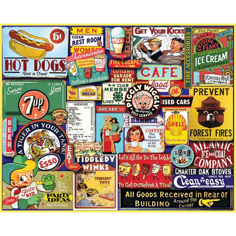 White Mountain 1000 Piece Jigsaw Puzzle Vintae Sign Collage Puzzles with Large Pieces Gift for Adults and Family 24x30 Signs of The Past - Image 3