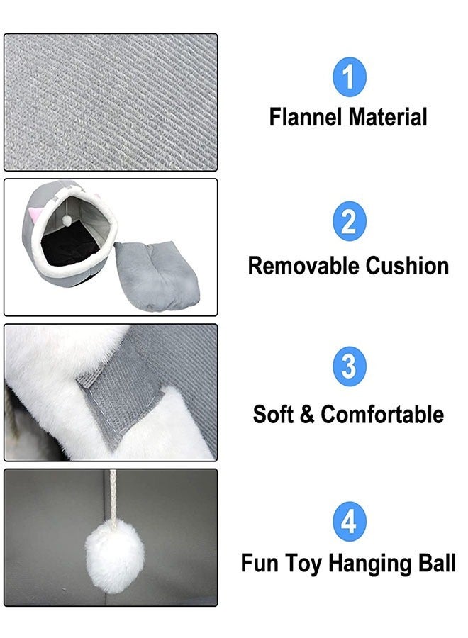 Generic Cat Bed Semi-Enclosed Cat Mattress Removable Washable Cat House Indoor Warm Comfortable Pet Cat Bed Pet Nest Pet Mattress Cat Mattress,  (Grey Triangle Ear Cat, L)  - Image 5