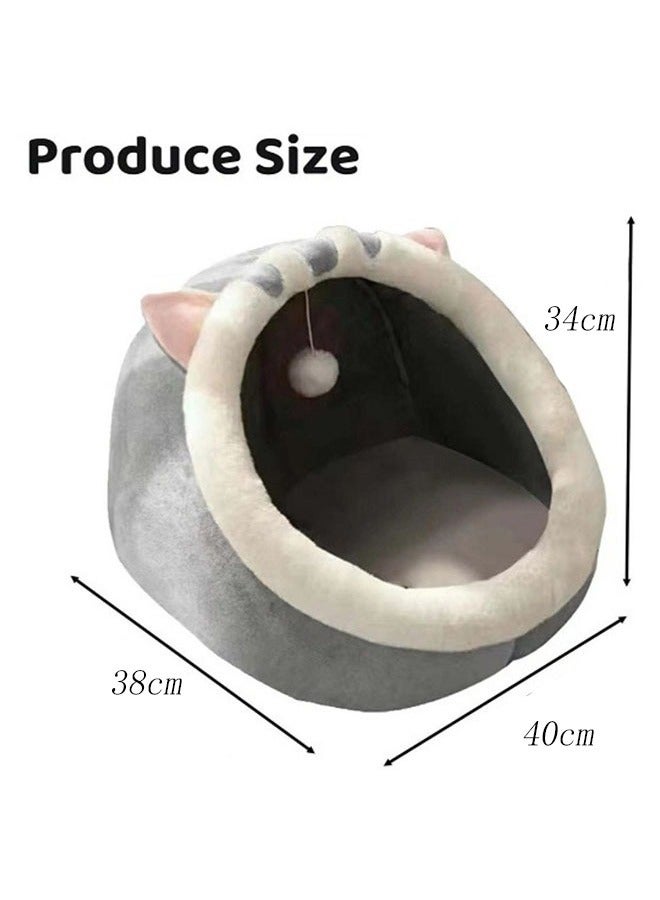 Generic Cat Bed Semi-Enclosed Cat Mattress Removable Washable Cat House Indoor Warm Comfortable Pet Cat Bed Pet Nest Pet Mattress Cat Mattress,  (Grey Triangle Ear Cat, L)  - Image 2