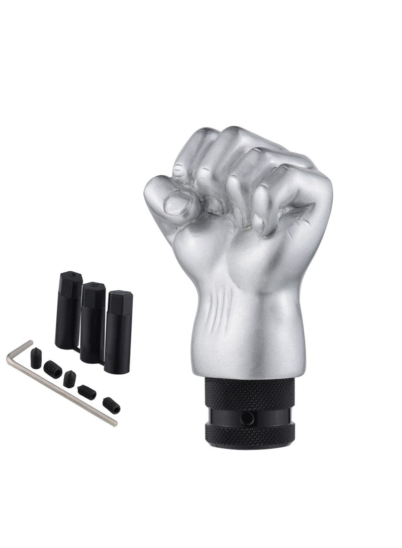 Fist Shift Knob, Fist Shift Knob Gear Shift Knob for Cars and Trucks,  Silver Gear Lever Stick Shifter Handle for Most Manual Automatic Vehicles Truck SUV Car - Image 5