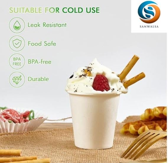 SANWALSA [150 ml, 100 Count, White, 5 Oz Disposable White Paper Cup | Eco-Friendly & Biodegradable Cups for Wedding, Party, Picnic, Travel | Ideal for Tea, Coffee, Juice & Water - Image 3
