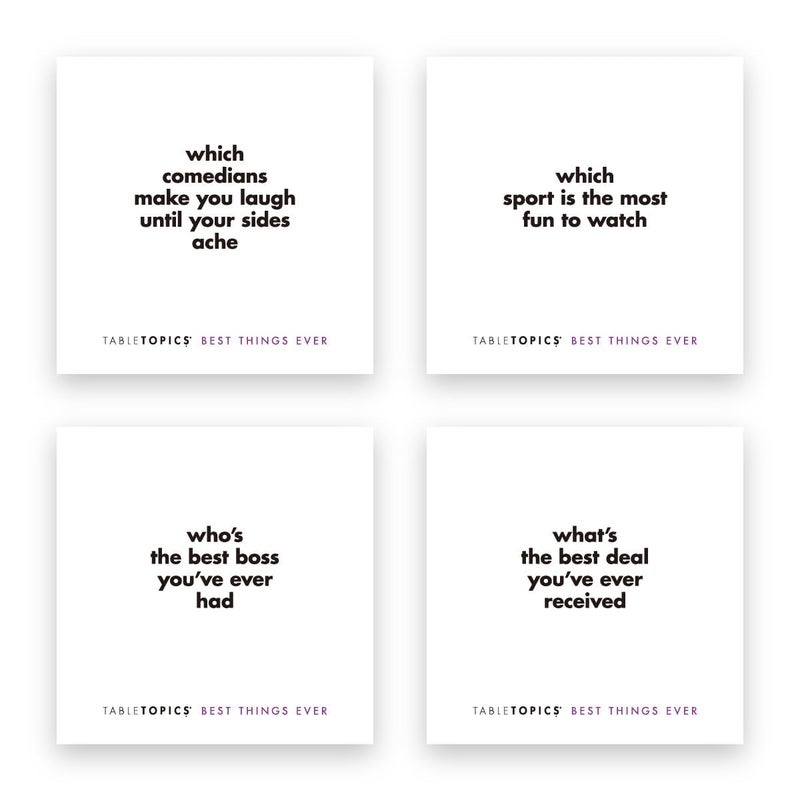 TableTopics Best Things Ever Question Card Game - 135 Fun Conversation Starter Cards, Use as Ice Breakers, Getting to Know You, or Discover More About Friends & Family, Share Your Favorites - Image 4