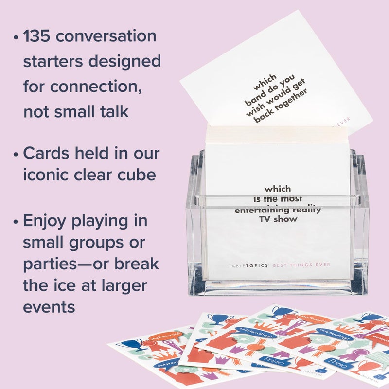 TableTopics Best Things Ever Question Card Game - 135 Fun Conversation Starter Cards, Use as Ice Breakers, Getting to Know You, or Discover More About Friends & Family, Share Your Favorites - Image 3