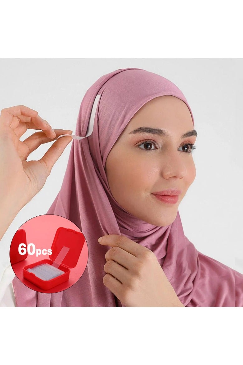60 pieces of transparent multi-purpose adhesive tape for hijab and scarf, an alternative to pins - Image 2