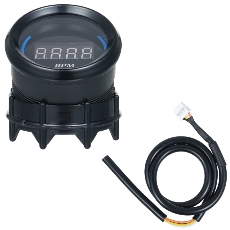 Digital Tachometer: Black Sleek Smoked Face Design - Precise 0 To 9000 RPM Monitoring + Bright Blue LED Display for 12V Cars, SUVs, Trucks - Image 1