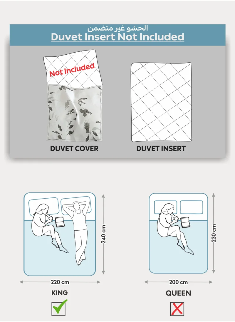 دوناتيلا Printed Duvet Set, King Size 220x240 cm - 6-Pcs Bed Set, Microfiber Fabric - 1 Duvet Cover, 1 Fitted Sheet, 2 Pillow Shams, 2 Pillowcases (Filler Not Included)