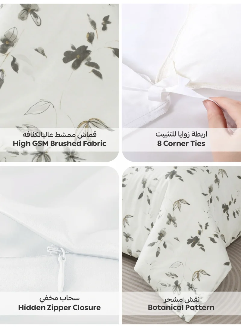 Donetella KING (200x200 cm) Printed Duvet Set, King Size Fits 200x200 cm - 6-Pcs Bed Set, Microfiber Fabric - 1 Duvet Cover, 1 Fitted Sheet, 2 Pillow Shams, 2 Pillowcases (Filler Not Included)  | Best Price UAE