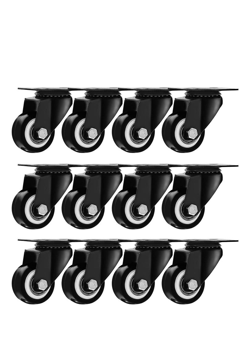 SYOSI 12 Pack Swivel 1.5" Caster Wheels Rubber Base with Top Plate & Bearing Heavy Duty  - Image 1