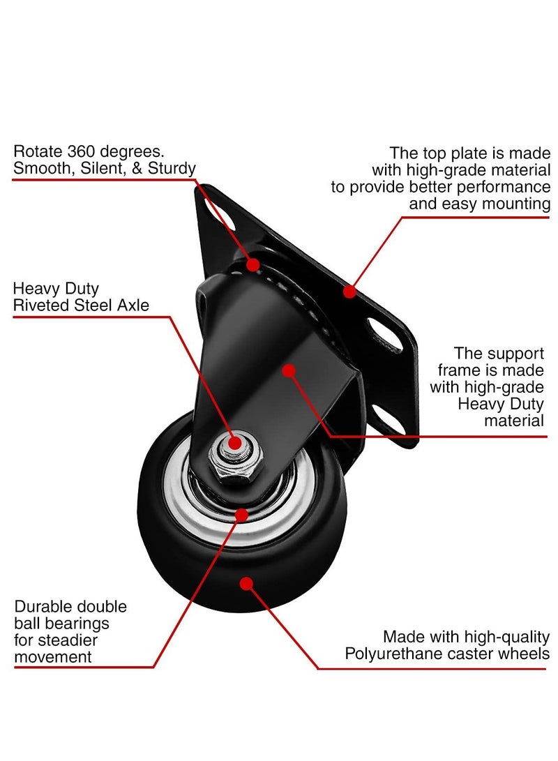 SYOSI 12 Pack Swivel 1.5" Caster Wheels Rubber Base with Top Plate & Bearing Heavy Duty  - Image 5