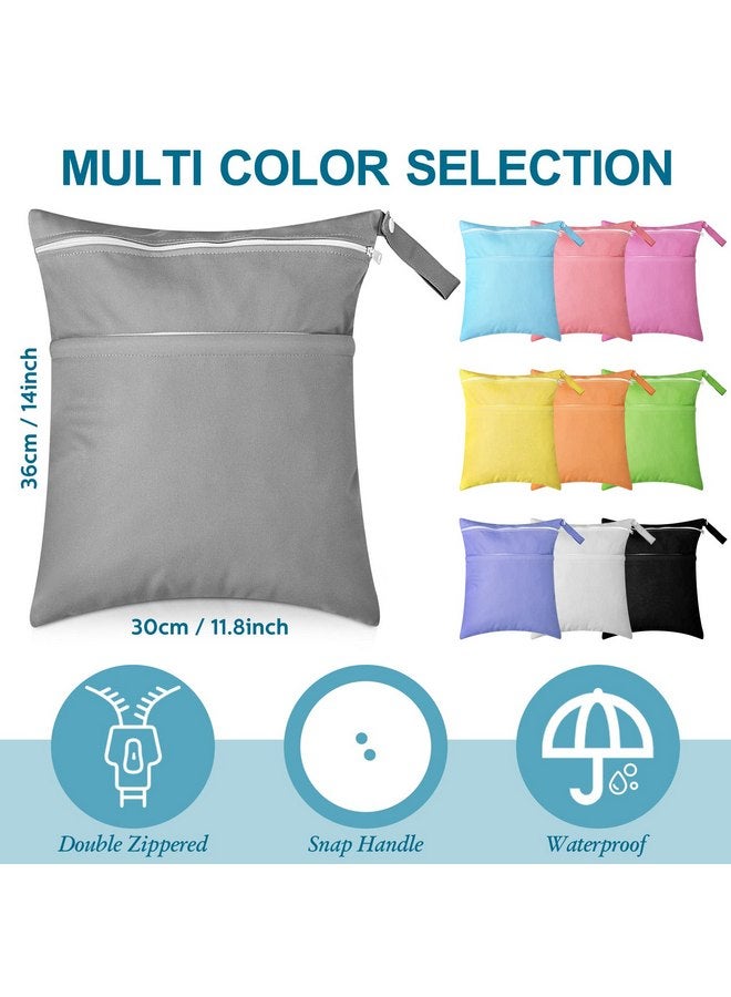 ووانجر 10 قطع من أكياس Woanger المبللة والجافة لحفاضات الأطفال القماشية المقاومة للماء والقابلة لإعادة الاستخدام مع جيبين بسحاب وحقيبة غسيل للسفر لملابس السباحة والشاطئ وحمام السباحة والرعاية النهارية واليوغا والصالة الرياضية والملابس المتسخة المبللة، 10 ألوان - Image 2