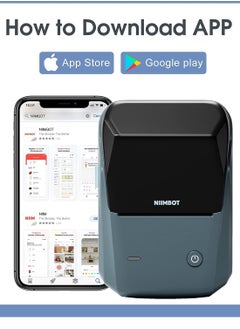 NIIMBOT B1 Label Maker with Auto Identification, Thermal Label Printer with 1 Roll 50mm*30mm White Tape, Portable Bluetooth Label Maker with  20-50mm Print Width, USB Rechargeable, Easy to Use for Office, Home, Business, Space Blue  - Image 3