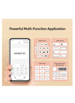 NIIMBOT B1 Label Maker with Auto Identification, Thermal Label Printer with 1 Roll 50mm*30mm White Tape, Portable Bluetooth Label Maker with  20-50mm Print Width, USB Rechargeable, Easy to Use for Office, Home, Business, Space Blue  - Image 4