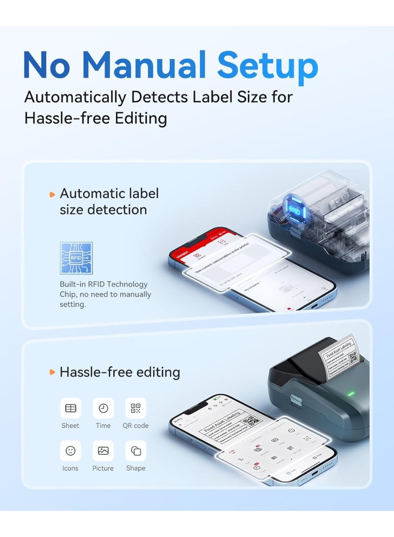 نيمبوت طابعة ملصقات حرارية B1 مع شريط أبيض مقاس 50 مم × 30 مم، صانع ملصقات بلوتوث محمول بعرض طباعة 20-50 مم، قابل لإعادة الشحن عبر USB، طابعة ملصقات حرارية سهلة الاستخدام للعمل والمكتب والفصول الدراسية والمطبخ والمنزل والتعلم والأعمال - Image 3