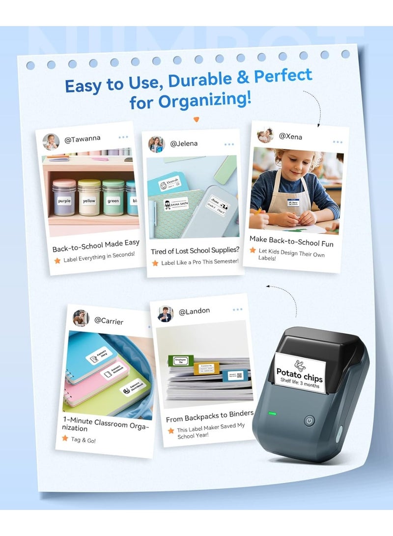 نيمبوت طابعة ملصقات حرارية B1 مع شريط أبيض مقاس 50 مم × 30 مم، صانع ملصقات بلوتوث محمول بعرض طباعة 20-50 مم، قابل لإعادة الشحن عبر USB، طابعة ملصقات حرارية سهلة الاستخدام للعمل والمكتب والفصول الدراسية والمطبخ والمنزل والتعلم والأعمال - Image 5