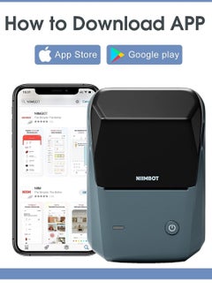 NIIMBOT B1 Label Maker with Auto Identification, Thermal Label Printer with 1 Roll 50mm*30mm White Tape, Portable Bluetooth Label Maker with  20-50mm Print Width, USB Rechargeable, Easy to Use for Office, Home, Business, Space Blue  - Image 3