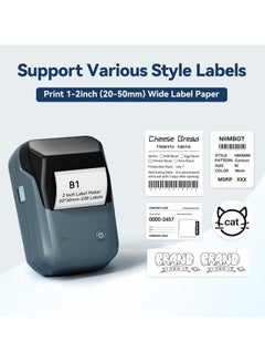 NIIMBOT B1 Label Maker with Auto Identification, Thermal Label Printer with 1 Roll 50mm*30mm White Tape, Portable Bluetooth Label Maker with  20-50mm Print Width, USB Rechargeable, Easy to Use for Office, Home, Business, Space Blue  - Image 2