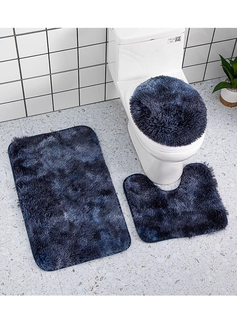 3 Piece Bathroom Rug Set, Plush Bath Carpet Non-Slip and Super Absorbent Bathroom Rug, Machine Washable Bath Rug Bathroom Mats, for Bathroom Floor, Tub and Shower - Image 1