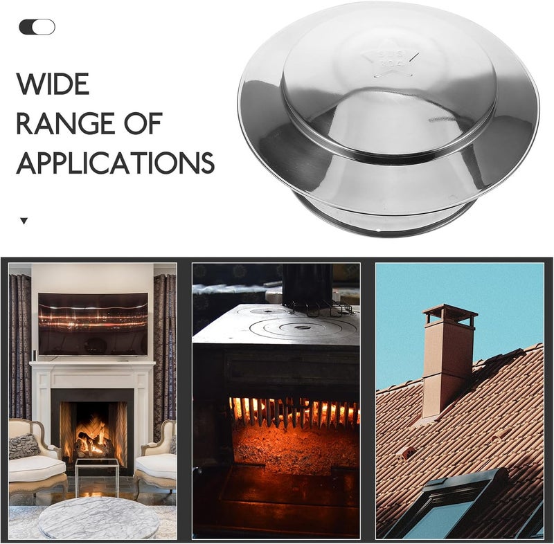 Yardwe Stainless Steel Chimney Rain Cap 200mm Round Chimney Cover for Fireplace Vent Pipe Protection - Image 3