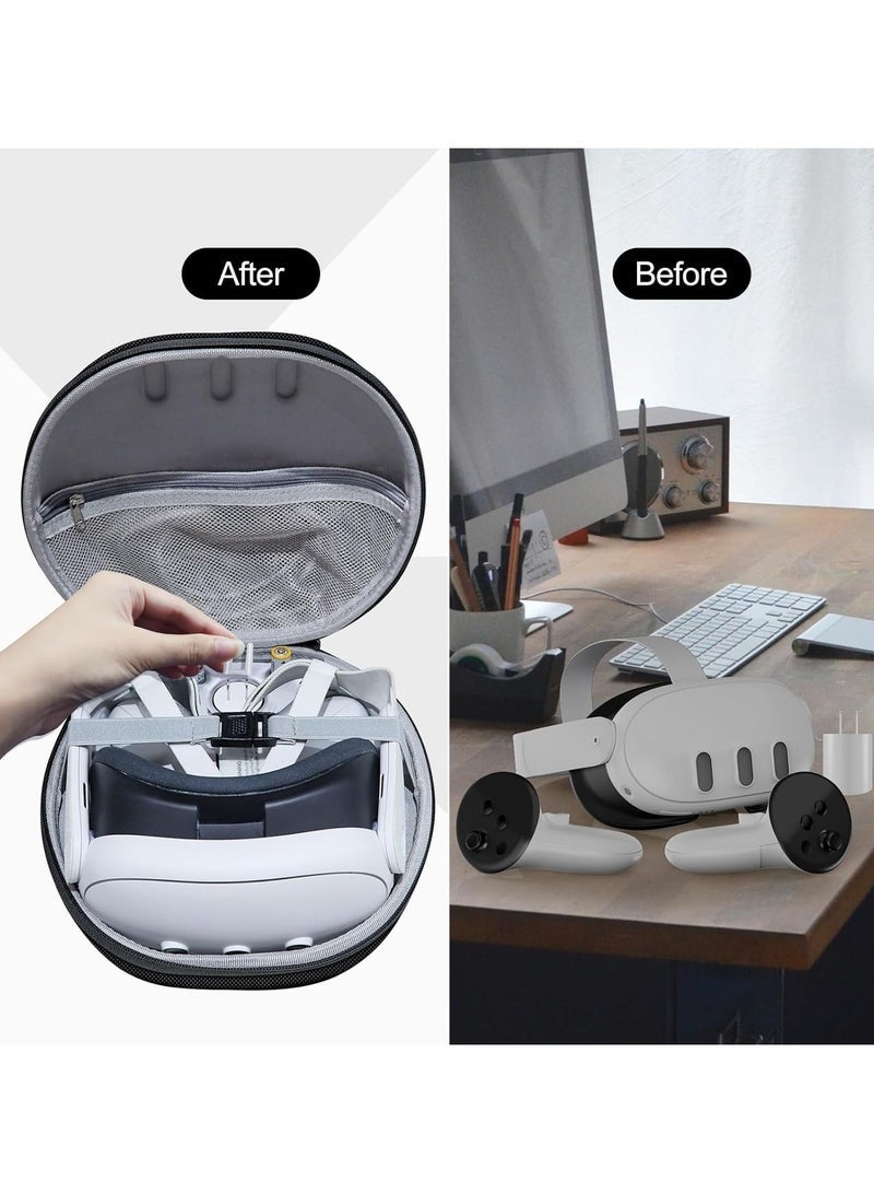 حقيبة صلبة لملحقات ميتا كويست 3 – سماعة الواقع الافتراضي، وحدات التحكم باللمس وملحقات أخرى، حقيبة حمل صلبة، حقيبة تخزين أنيقة جدًا للسفر والمنزل (أسود) - Image 2