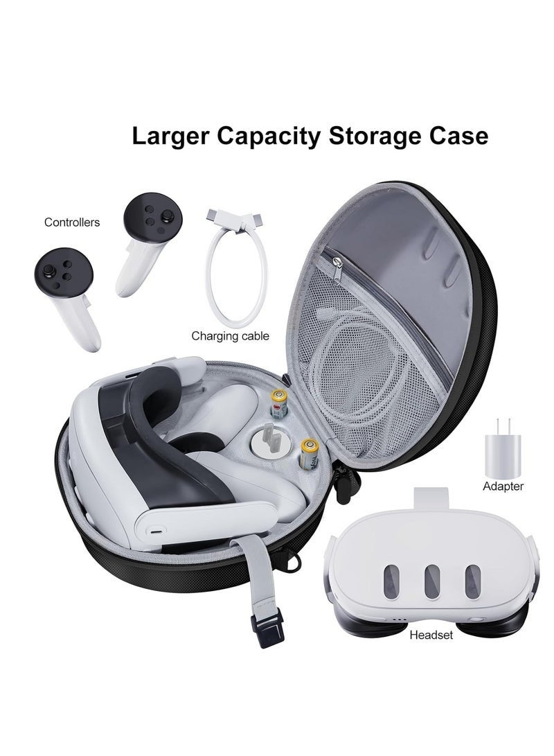 حقيبة صلبة لملحقات ميتا كويست 3 – سماعة الواقع الافتراضي، وحدات التحكم باللمس وملحقات أخرى، حقيبة حمل صلبة، حقيبة تخزين أنيقة جدًا للسفر والمنزل (أسود) - Image 4