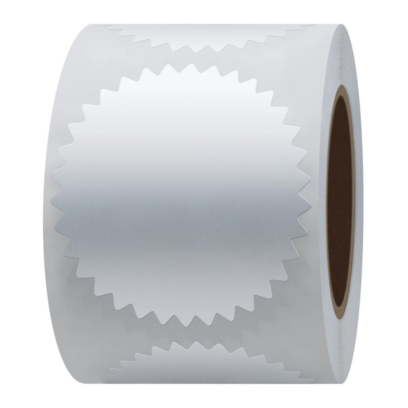 Hybsk 300pcs 2 inch Silver Metallic Certificate Sealing Labels with Serrated Edge Awards Legal Embossing Stickers (Silver) - Image 1